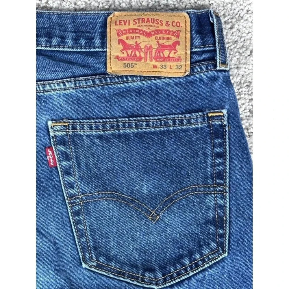 Levis 505‎ Mens Jeans W33 L32 Regular Fit Straight Leg Medium Wash Denim